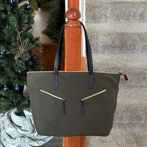 Stella & Dot Olive Tote with Black Details